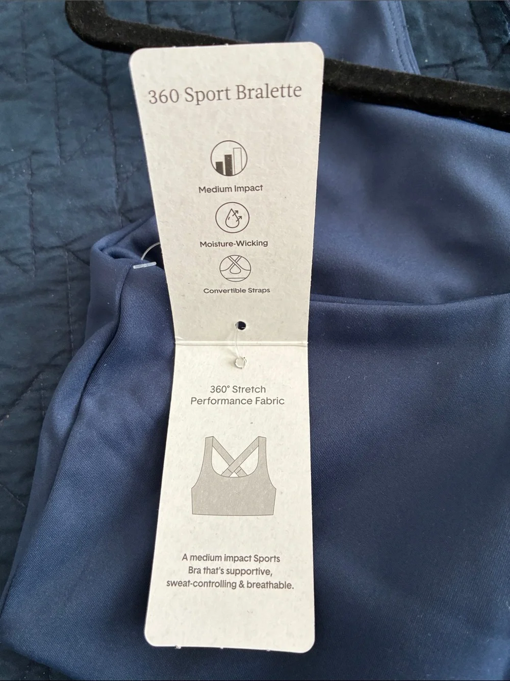 Tommy John Sports Bra Medium Impact Adjustable Size Small Dress Blues